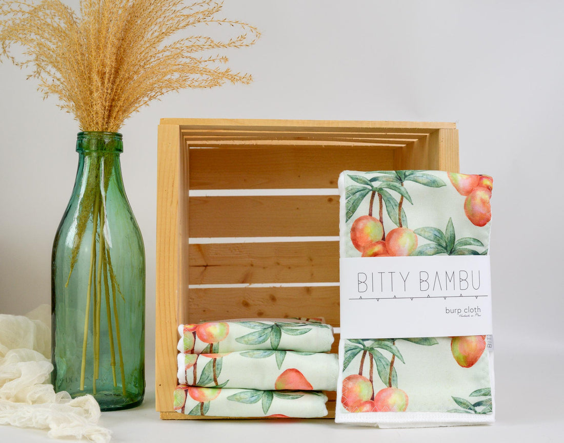 Mango Baby Burp Cloth - Tropical Hawaii Baby Gift - Exclusive Mango Print - Handmade in Maui