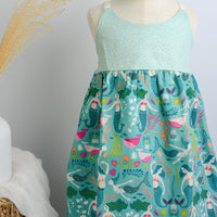 CLEARANCE - Mermaid Themed Print Girls Dress - Size 6-12 mo. and 2/3 yr. Only