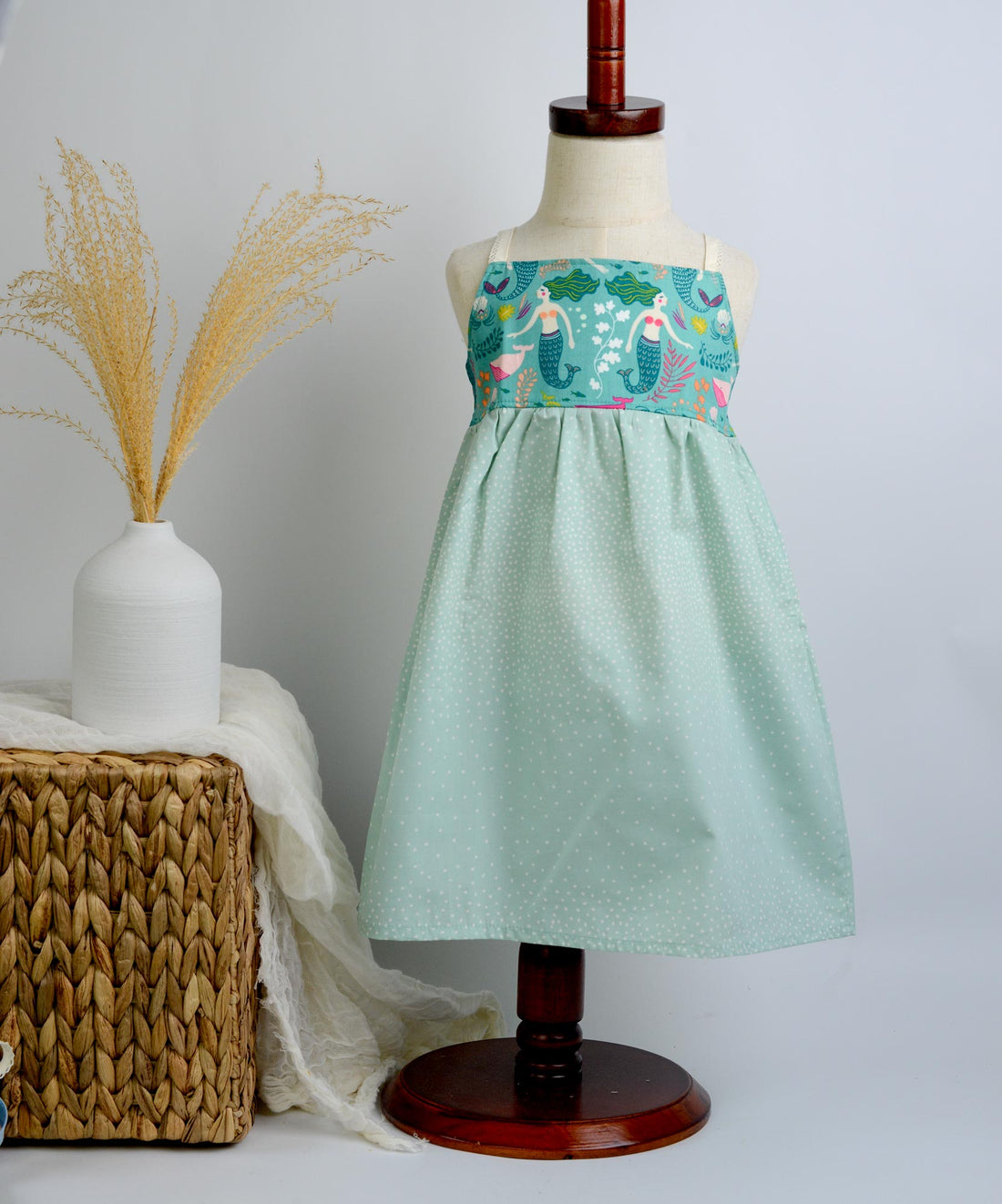 CLEARANCE - Mermaid Themed Print Girls Dress - Size 6-12 mo, 1/2 yr and 2/3 yr. Only