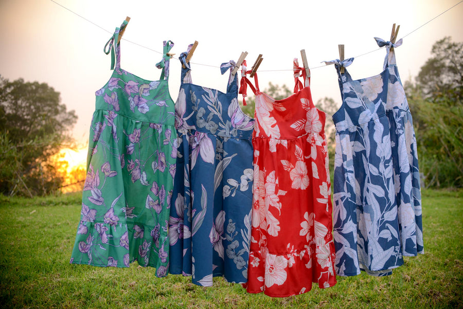 Girl Gypsy Uneven Bottom Hawaiian Luau Dress In Rafelsia - Product Details
