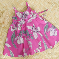 Girls Dress in Pink Orchid - Mu'u House x Bitty Bambu Collaboration Dress - Made on Maui, Hawaii