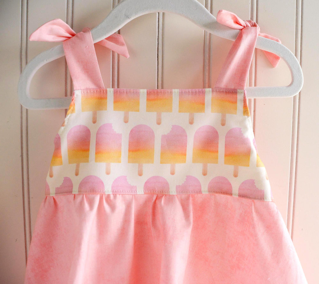 Girls Dress -  Ombre Popsicles with Pink Twirly Skirt and Adjustable Straps  - Baby, Toddler or Kid's Dress  - Handmade in Maui, Hawaii USA