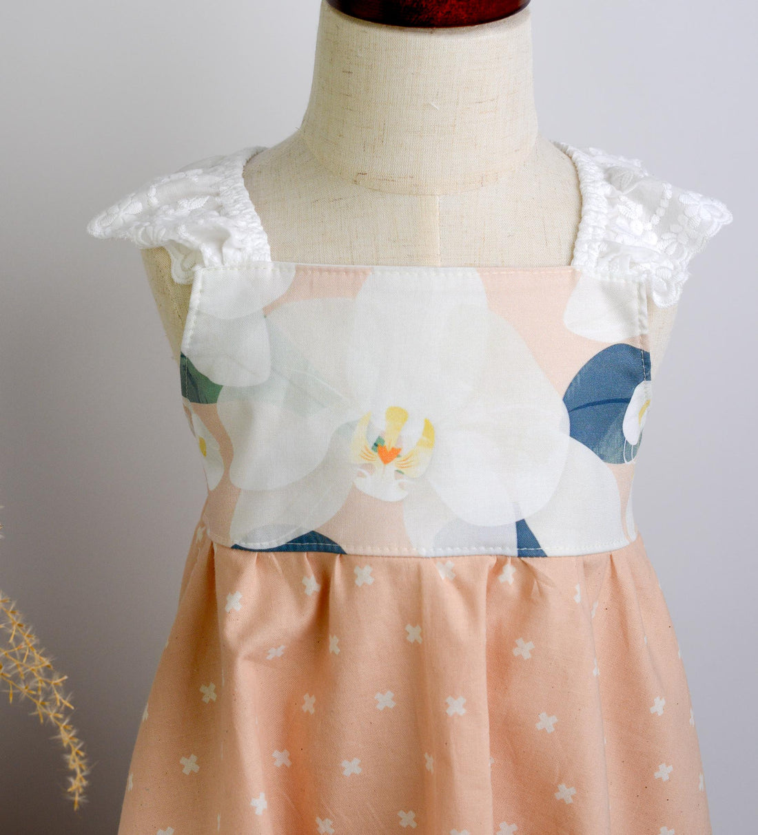 SAMPLE SALE DRESS -  Orchids Twirly Dress with Lace Flutter Sleeves  - Assorted Colors - Sizes 2/3 yr. and 7/8 yr. Only