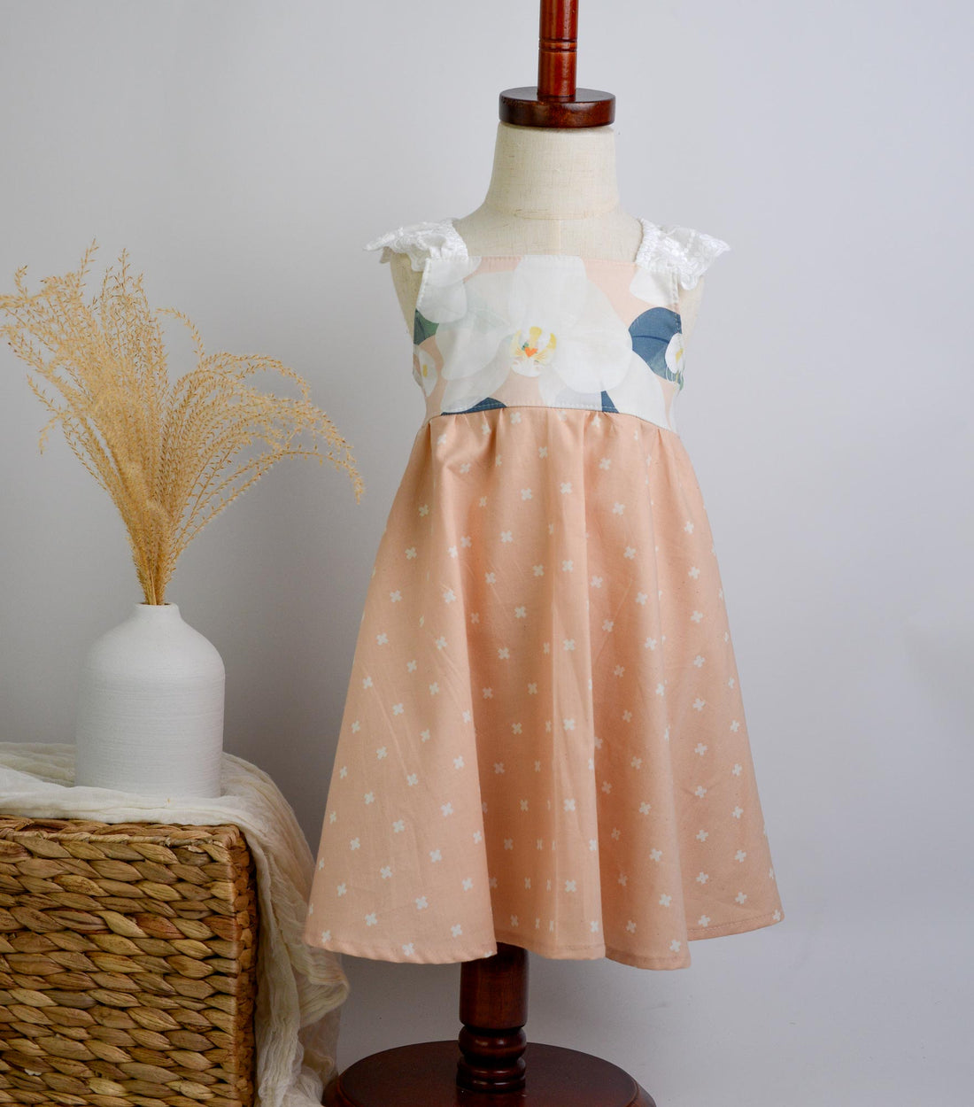 SAMPLE SALE DRESS -  Orchids Twirly Dress with Lace Flutter Sleeves  - Assorted Colors - Sizes 2/3 yr. and 7/8 yr. Only