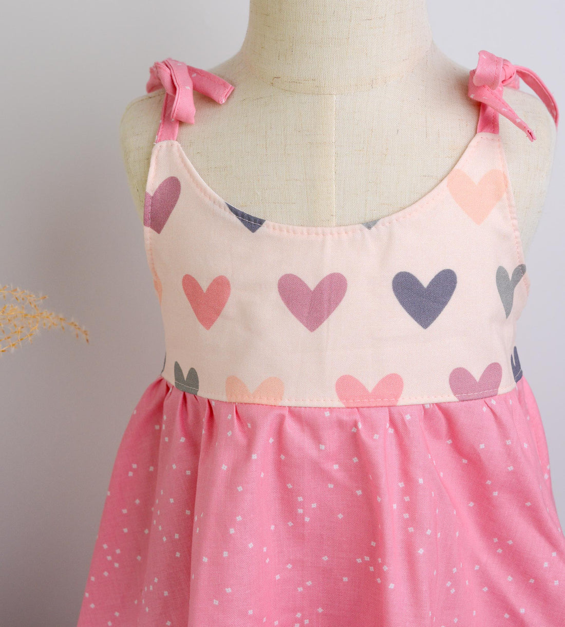 SAMPLE SALE DRESS - Hearts Twirly Dress with Adjustable Straps - Size 6-12 mo and 1/2 yrs. Only