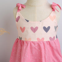 SAMPLE SALE DRESS - Hearts Twirly Dress with Adjustable Straps - Size 6-12 mo and 1/2 yrs. Only
