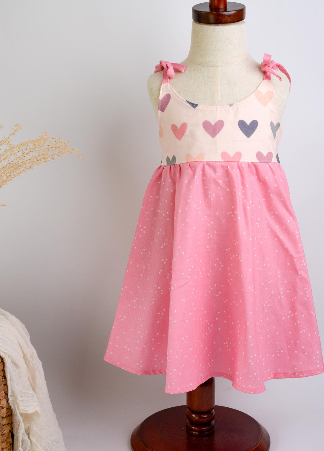 SAMPLE SALE DRESS - Hearts Twirly Dress with Adjustable Straps - Size 6-12 mo and 1/2 yrs. Only