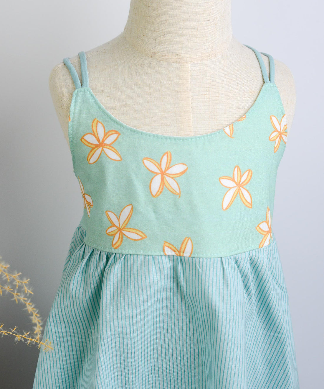 SAMPLE SALE DRESS - Plumerias in Blue Twirly Dress