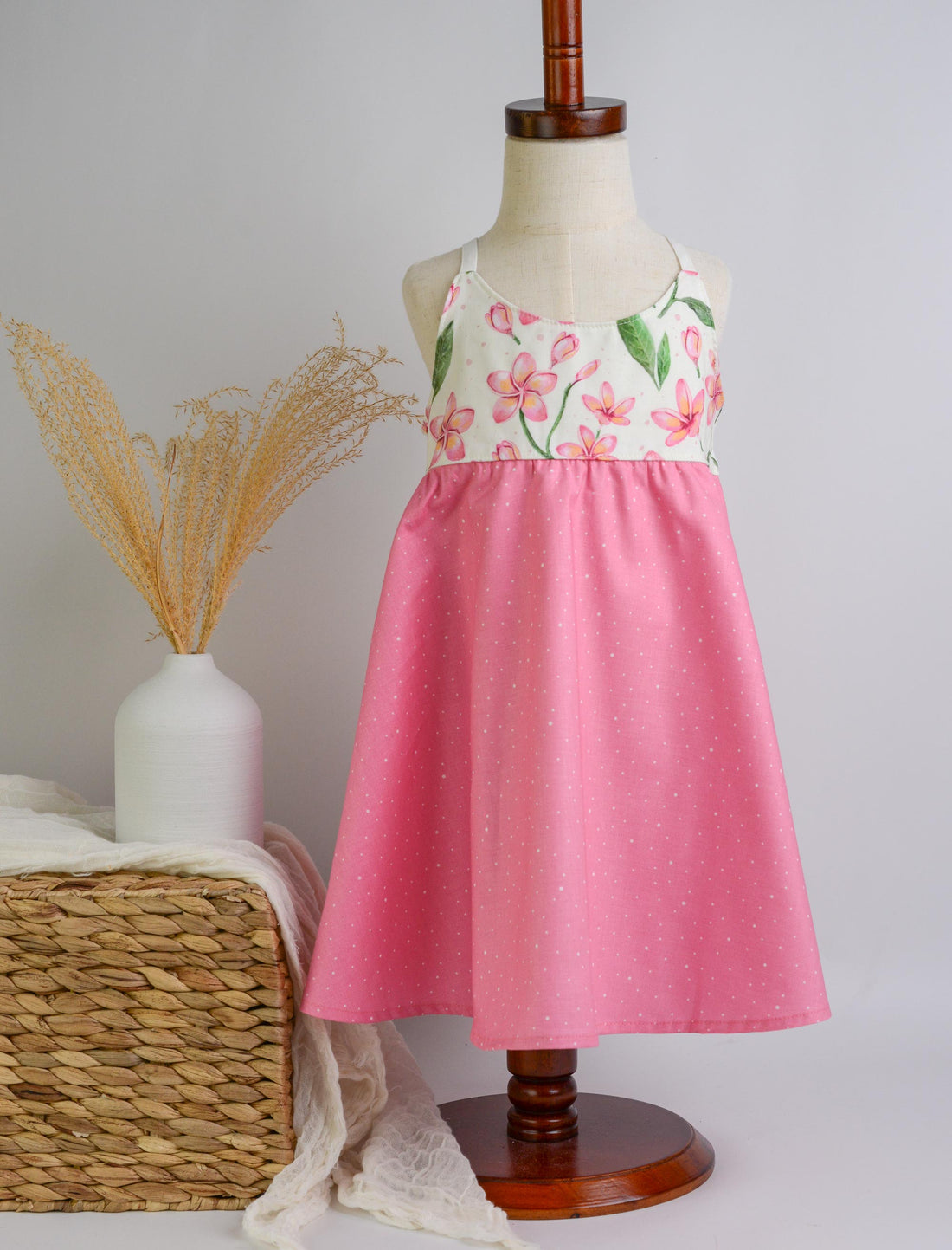 Handmade Hawaiian Girls Twirl Dress -  Plumeria Print