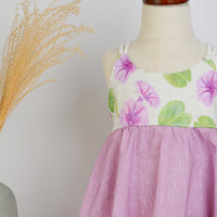 Girls Dress - Pohuehue Flower Dress with Twirly Skirt and Soft Straps - Hawaii Dress - Handmade on Maui
