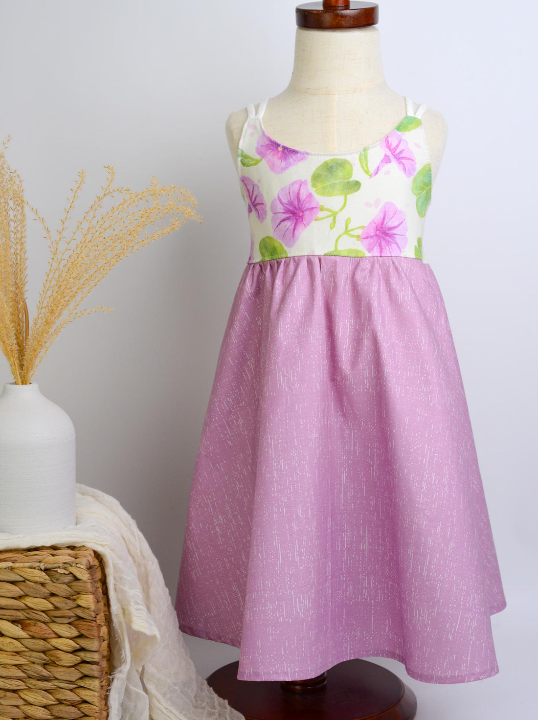 Girls Dress - Pohuehue Flower Dress with Twirly Skirt and Soft Straps - Hawaii Dress - Handmade on Maui