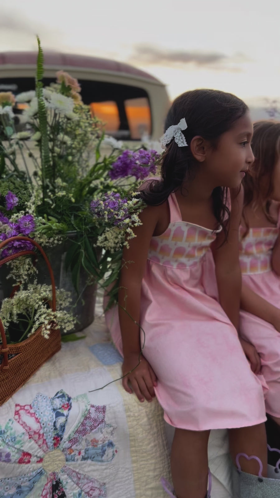 Girls Dress -  Ombre Popsicles with Pink Twirly Skirt and Adjustable Straps  - Baby, Toddler or Kid's Dress  - Handmade in Maui, Hawaii USA