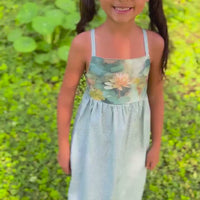 Girls Dress -  Water Lily Print - Baby, Toddler or Kid's Dress  -  Small Batch Handmade in Maui, Hawaii USA