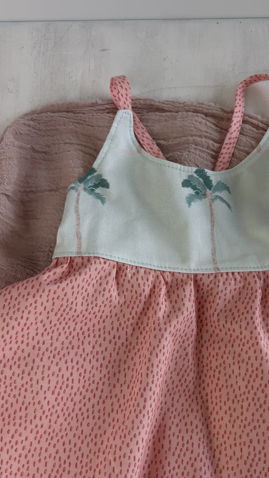 SALE | Handmade Girls' Palm Trees Dress with Twirly Skirt | Toddler & Baby Girl Dress | 100% Cotton | Made in Hawaii