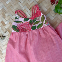 Handmade Girls' Ohia Flower Dress | Soft Stretchy Straps, Ruffled Skirt & Shirred Back | 100% Cotton | Made in Maui, Hawaii