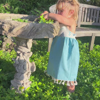Girls Bird of Paradise Dress - Handmade Hawaiian Cotton Sundress with Fringe Trim