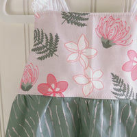 Handmade Girls' Lei Garden Dress | Plumeria and Ohia Flowers | Twirly Dress | 100% Cotton | Made in Hawaii