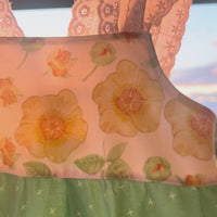 Girls Dress - 'Ilima Flower Print with Twirly Skirt and Lace -  Hawaii Floral Toddler Dress - Baby Girl Dress - Handmade in Maui, Hawaii USA