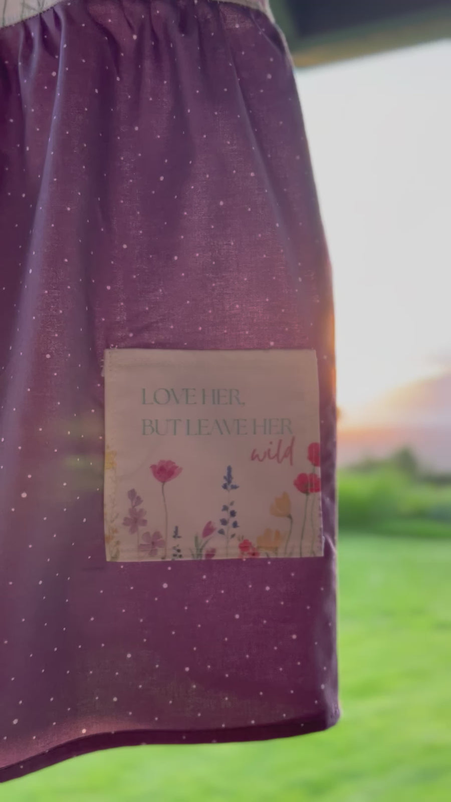 Love Her But Leave Her Wild Quote Pocket Girls Dress with Wildflowers Print - Made in Maui, Hawaii USA