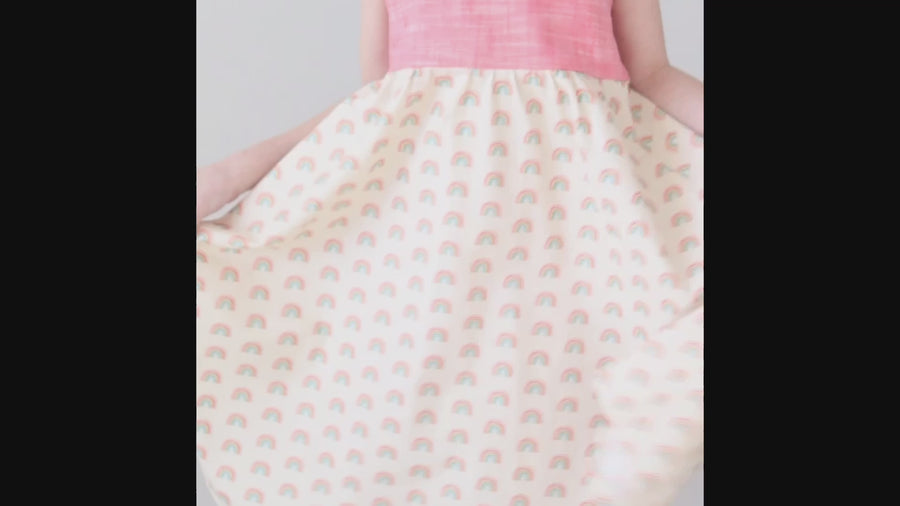 Rainbow Print Twirly Lace Sleeve Girls Dress - Toddler Dress - Baby Girl Dress - Made in Hawaii