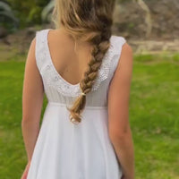 SALE Flower Girl | Photoshoot Dress Boho, Simple Flower Girl Dress, White Lace Timeless, Junior Bridesmaid - Communion dress - Made in USA