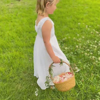 Flower Girl | Photoshoot Dress Boho, Simple Flower Girl Dress, White Lace Timeless, Junior Bridesmaid - Communion dress - Made in USA