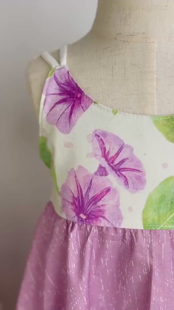 Girls Dress - Pohuehue Flower Dress with Twirly Skirt and Soft Straps - Hawaii Dress - Handmade on Maui