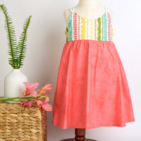 Handmade Girls Lei Print Twirl Dress – Rainbow Flower Design, 100% Cotton | Made in Maui, Hawaii