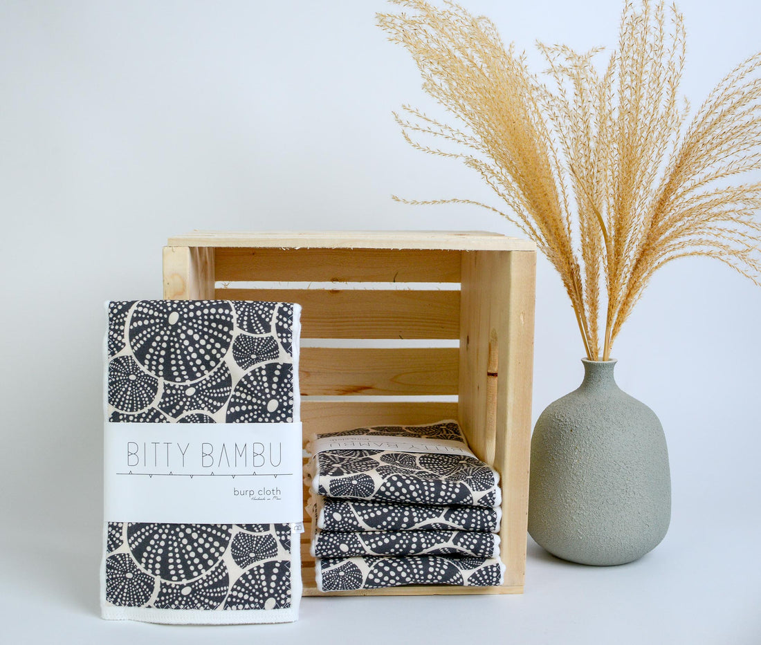 Sea Urchin  Baby Burp Cloth - Baby Boy or Girl Gift - Ocean Theme Nursery Gift - Nautical Layette Gift- Made in Maui, Hawaii USA