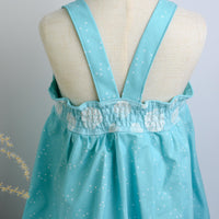 SAMPLE SALE DRESS - Seashells in Blue with Lace Trimmed Bodice