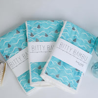 Hawaii Baby Gift, Shark Fins and Waves Baby Shower Gift, Burp Cloth Set, Handmade in Maui