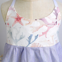 SAMPLE SALE DRESS - Ocean Watercolor Purple Twirly Dress