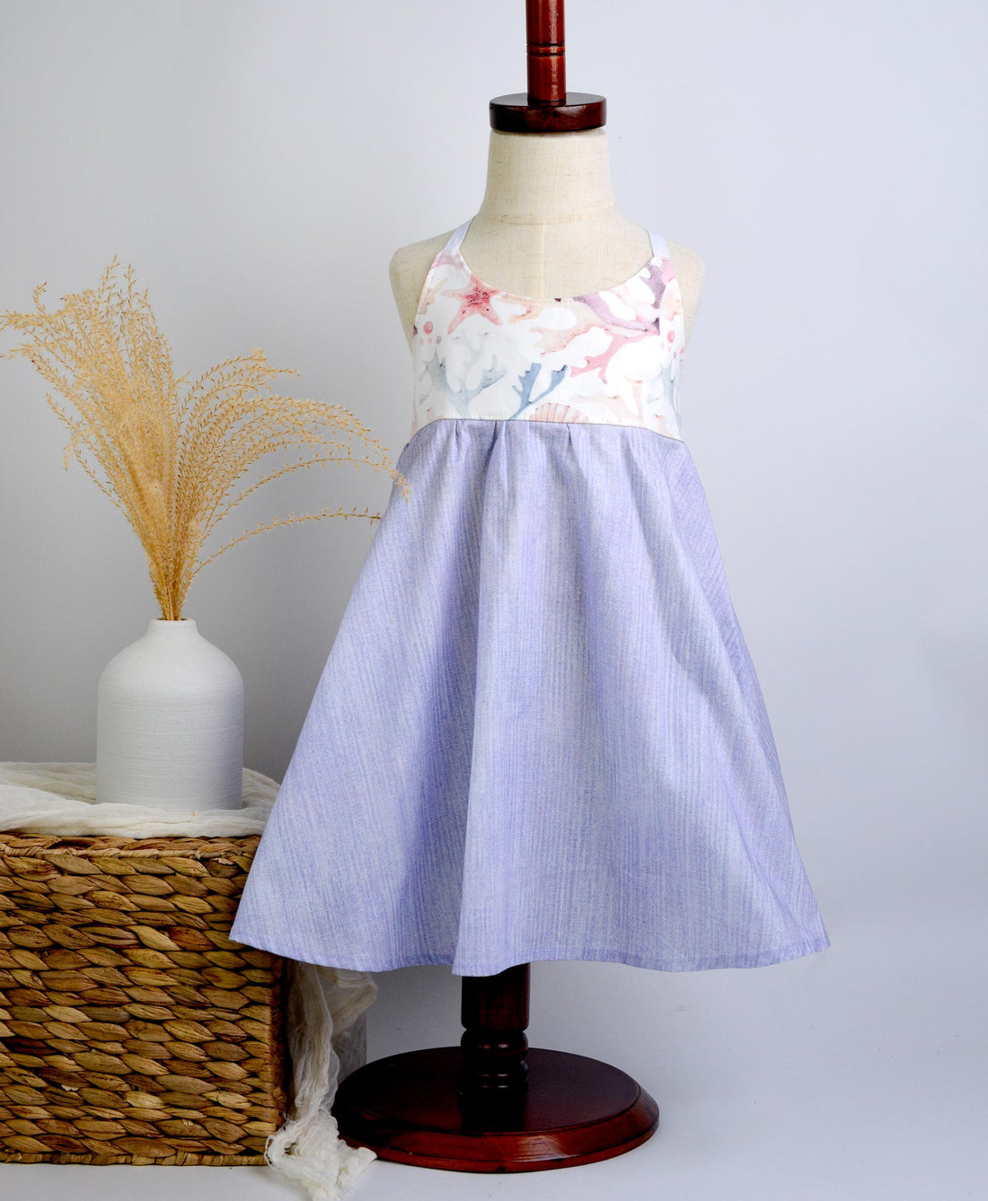 SAMPLE SALE DRESS - Ocean Watercolor Purple Twirly Dress