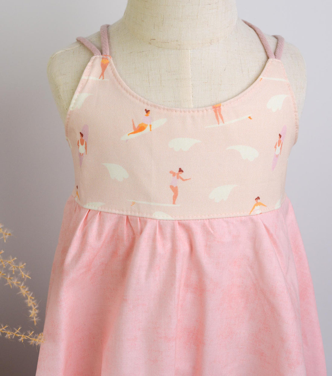 SAMPLE SALE DRESS - Surfer Girls in Pink Twirly Dress
