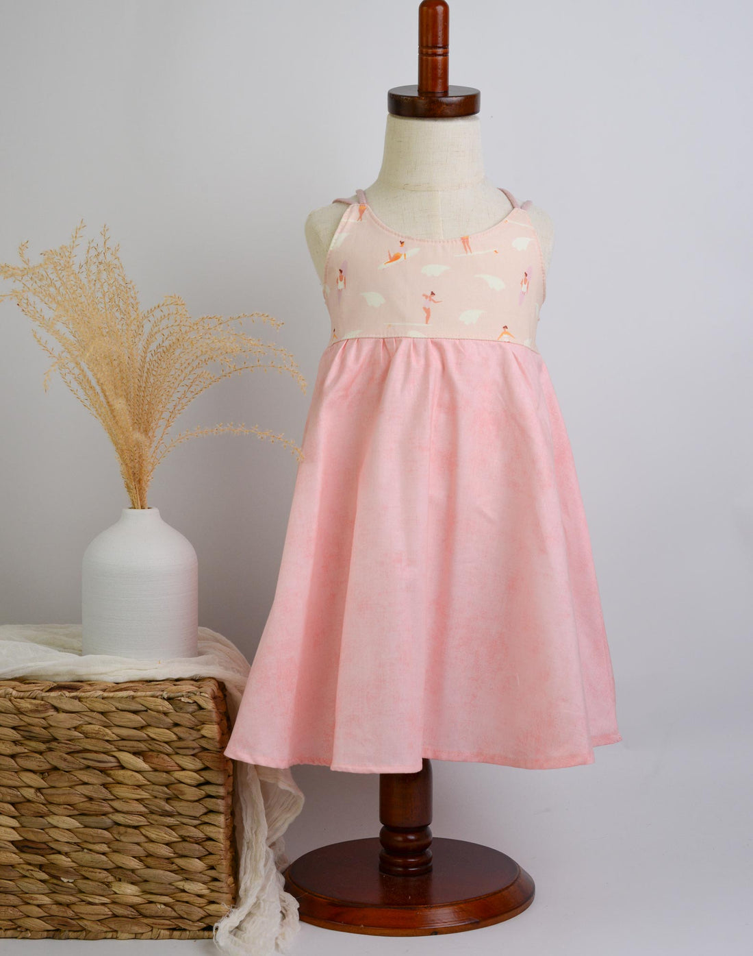 SAMPLE SALE DRESS - Surfer Girls in Pink Twirly Dress