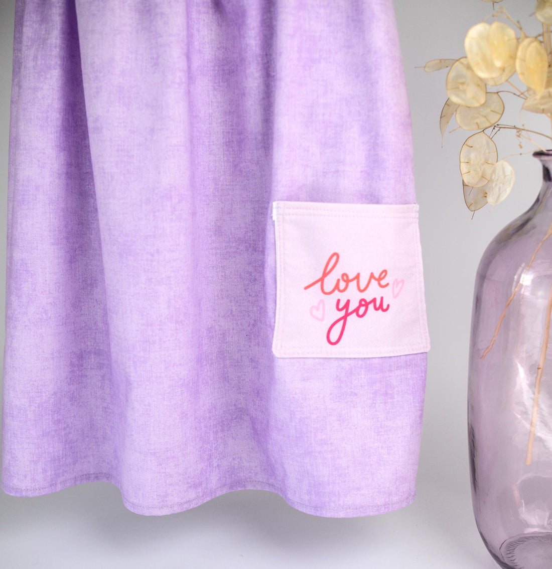 Valentine's Day Girls Dress | Hearts and Love You Pocket Dress | Handmade on Maui, Hawaii USA