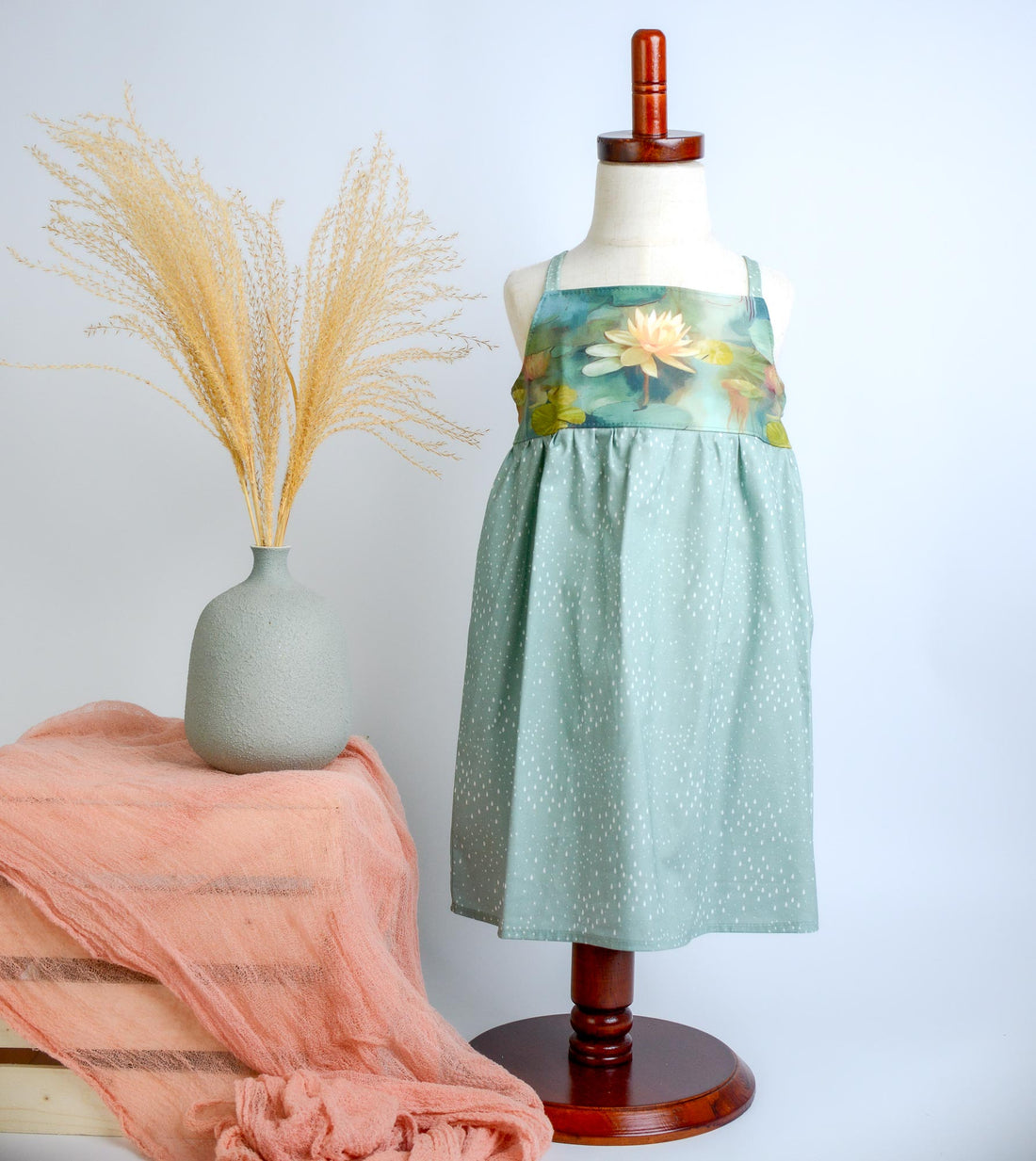 Girls Dress -  Water Lily Print - Baby, Toddler or Kid's Dress  -  Small Batch Handmade in Maui, Hawaii USA