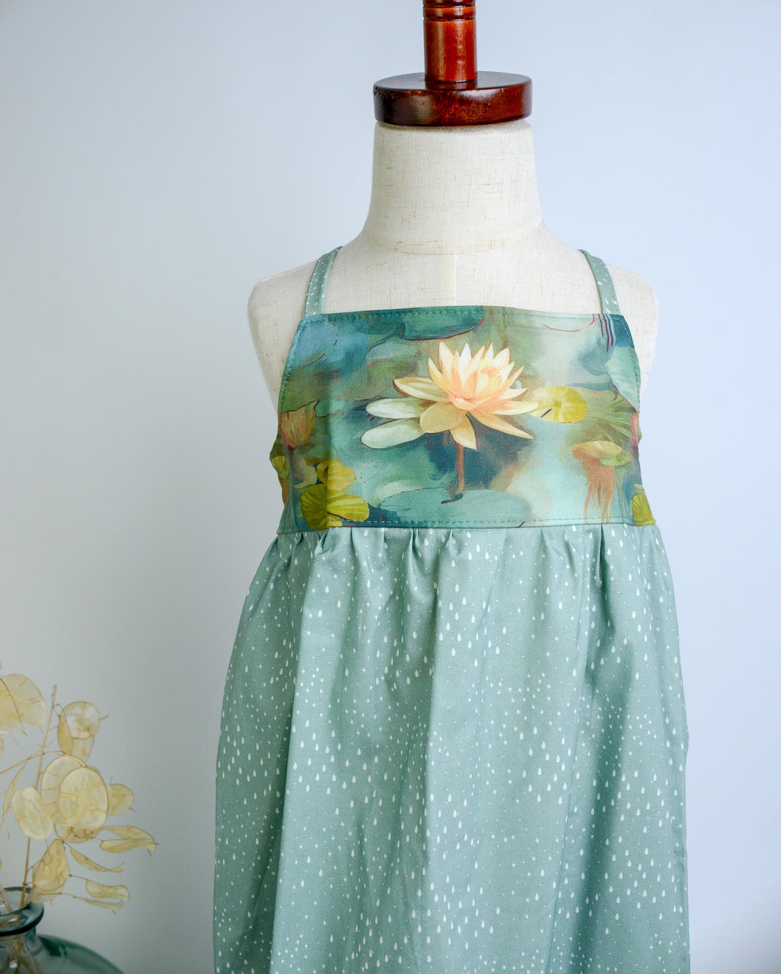 Girls Dress -  Water Lily Print - Baby, Toddler or Kid's Dress  -  Small Batch Handmade in Maui, Hawaii USA