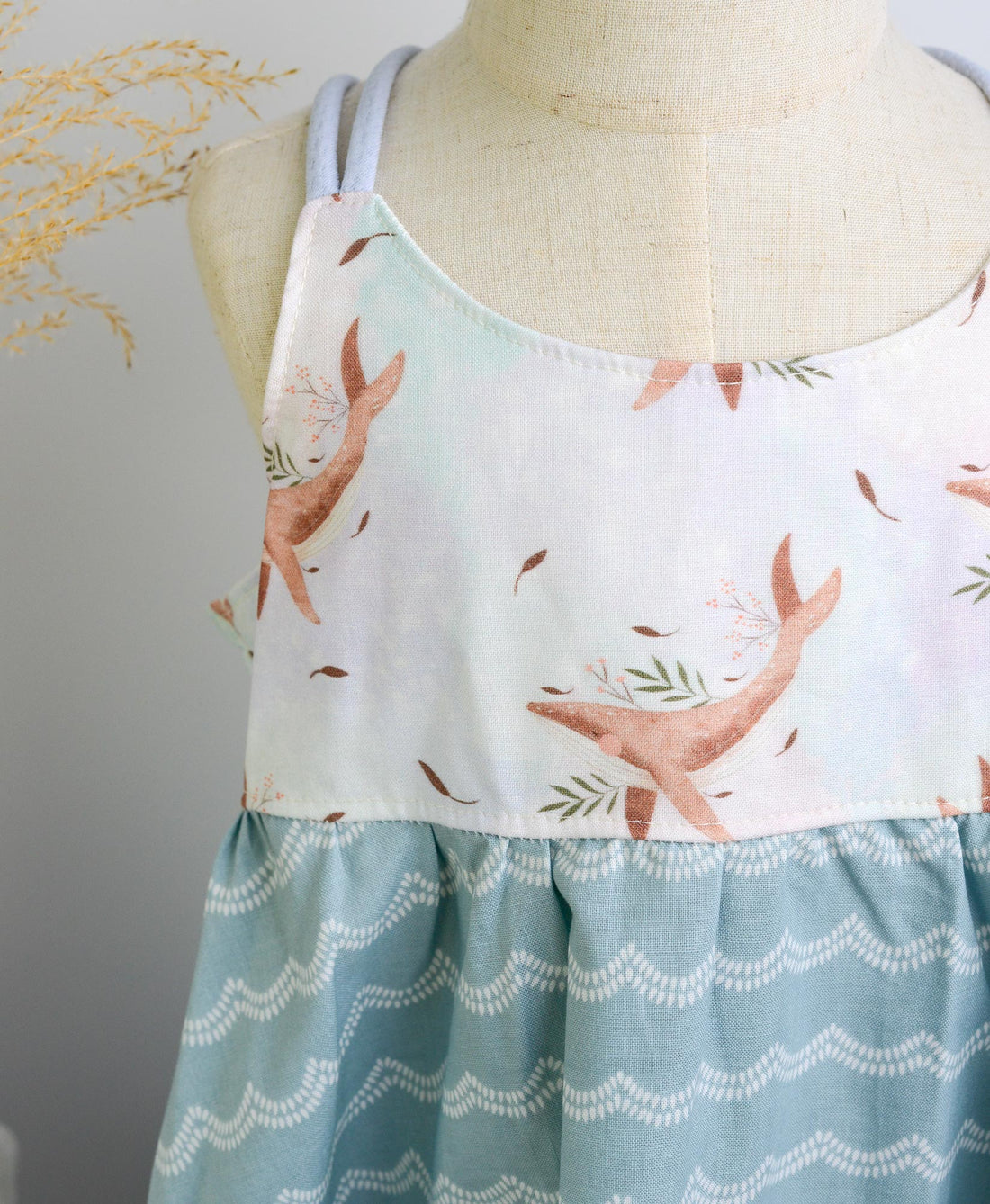 SAMPLE SALE DRESS - Whales Watercolor Print  - Size 3/4  yrs. Only