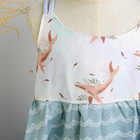 SAMPLE SALE DRESS - Whales Watercolor Print  - Size 3/4  yrs. Only