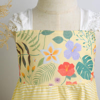 SAMPLE SALE DRESS - Tropical Print in Yellow with Lace - Size 3/4 yr. Only