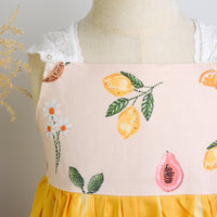 SAMPLE SALE DRESS - Mixed Tropical Fruit Print in Yellow  - Size 5/6 yrs. Only