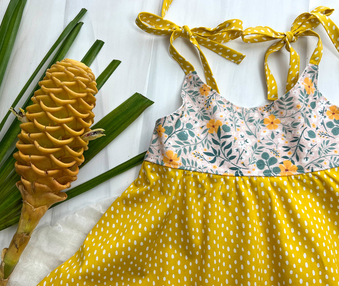 SAMPLE SALE DRESS  - Floral Twirly Dress with Adjustable Straps   - Size 1/2 yr Only
