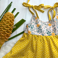 SAMPLE SALE DRESS  - Floral Twirly Dress with Adjustable Straps   - Size 1/2 yr Only