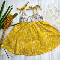 SAMPLE SALE DRESS  - Floral Twirly Dress with Adjustable Straps   - Size 1/2 yr Only