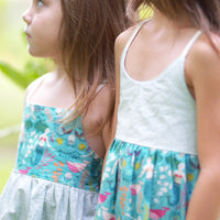 SALE - Coordinated Sisters Dresses - Mermaid Themed  Print  Girls Dress - Toddler, Youth Girls Dress - Made in Maui, Hawaii USA