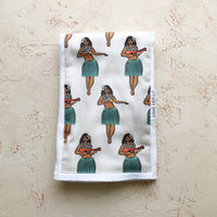 Baby Burp Cloth (Single)- Layette Gift- 'Hula Girls' - Made in Maui, Hawaii USA