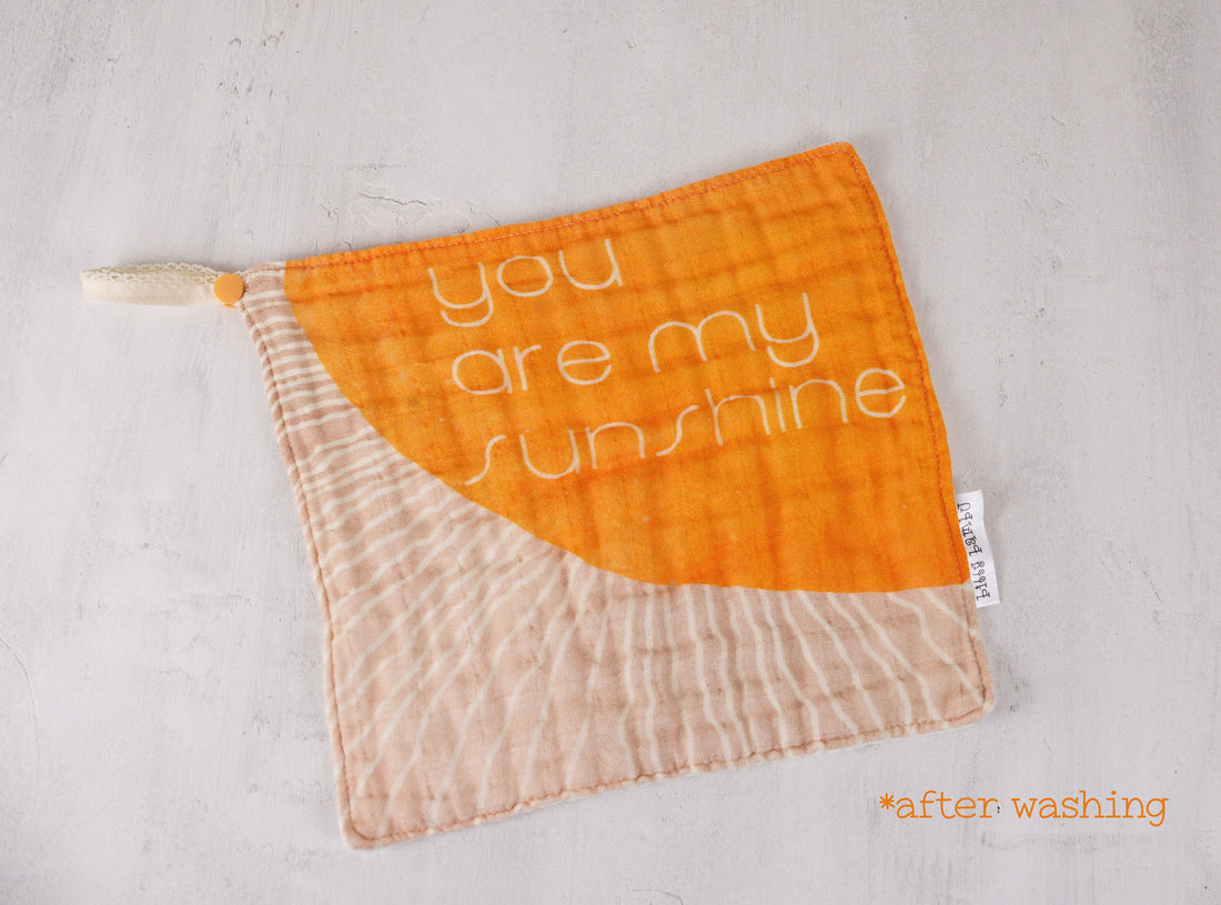 You are My Sunshine Quote Lovey + Pacifier or Teething Ring  Keeper / Triple Layer Gauze