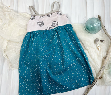 Seashells Girls Dress - Ocean Themed Shell Print  Girls Dress - Toddler, Youth Girls Dress - Made in Maui, Hawaii USA