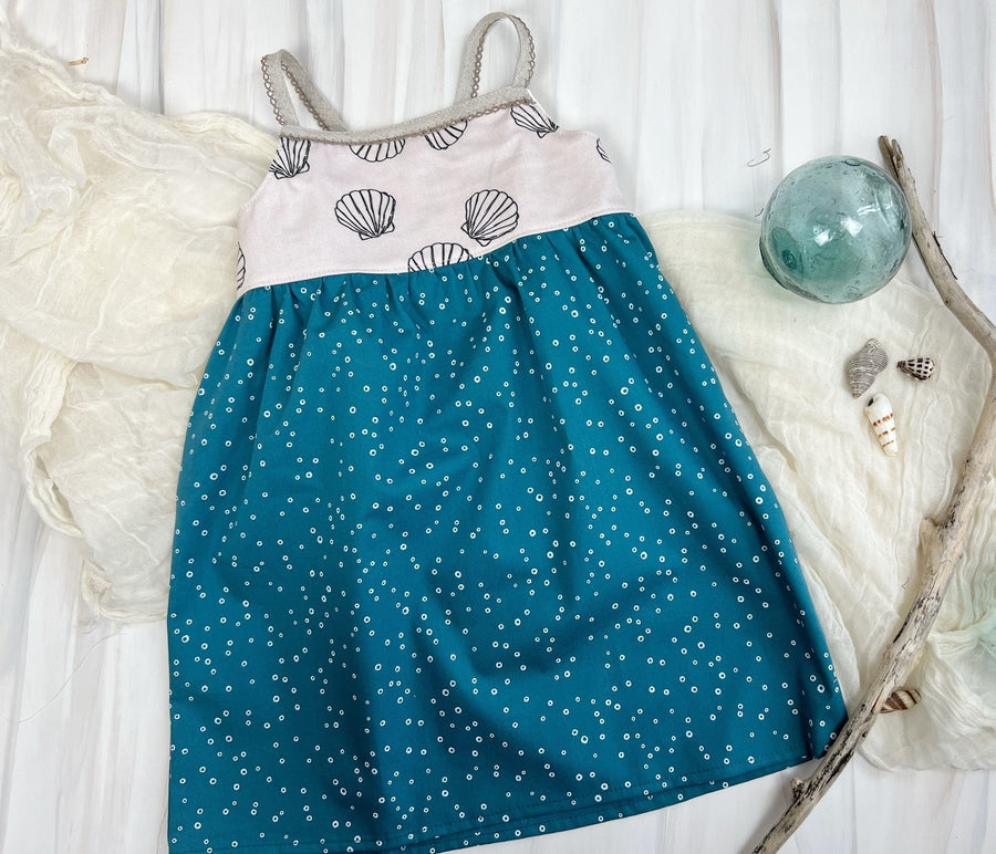 SALE - Seashells Girls Dress - Ocean Themed Shell Print  Girls Dress - Toddler, Youth Girls Dress - Made in Maui, Hawaii USA